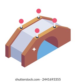 A curved bridge isometric icon design