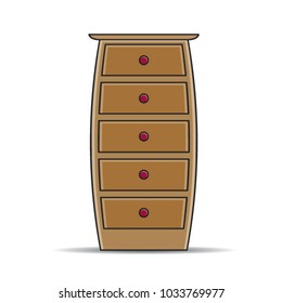 curved brown color cabinet vector cartoon