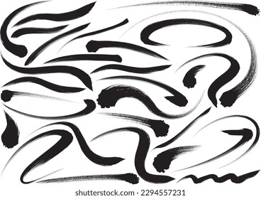 Curved brush stroke Brush design parts set 01