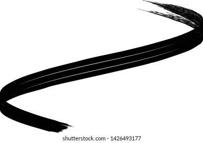 Curved Brush Stroke . Vector Logo Design Template . Twirl Grunge Shapes . Trace of mascara.