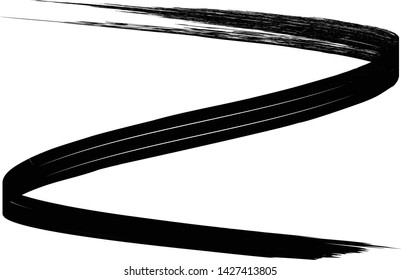 Curved Brush Stroke . Vector Logo Design Template . Twirl Grunge Shapes . Trace of mascara.