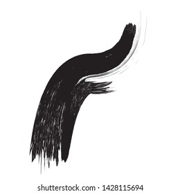 Curved Brush Stroke . Vector Logo Design Template . Twirl Grunge Shapes . 