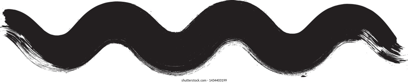 Curved Brush Stroke . Vector Logo Design Template .Zigzag brushstroke. Wave line