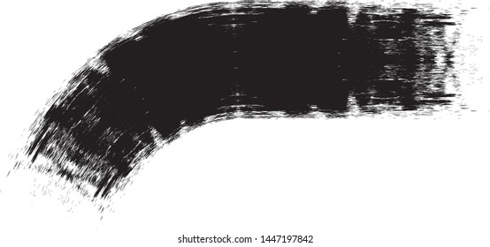 Curved Brush Stroke . Vector Logo Design Template . Twirl Grunge Shapes . Trace of mascara.