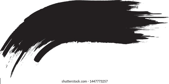 Curved Brush Stroke . Vector Logo Design Template . Twirl Grunge Shapes . Trace Of Mascara.