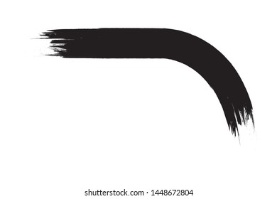 Curved Brush Stroke . Vector Logo Design Template . Twirl Grunge Shapes . Trace of mascara.