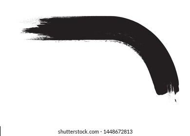 Curved Brush Stroke . Vector Logo Design Template . Twirl Grunge Shapes . Trace of mascara.