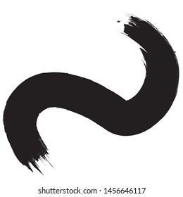 Curved Brush Stroke . Vector Logo Design Template . Twirl Grunge Shapes . Trace of mascara.