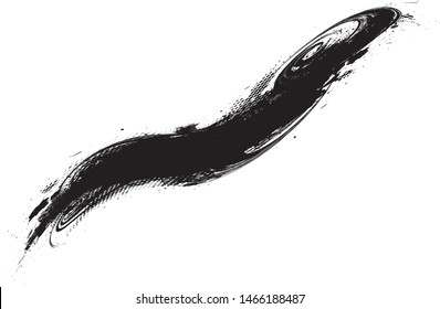Curved Brush Stroke . Vector Logo Design Template . Twirl Grunge Shapes . Trace of mascara.