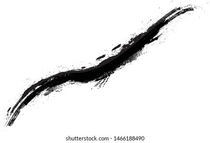 Curved Brush Stroke . Vector Logo Design Template . Twirl Grunge Shapes . Trace of mascara.