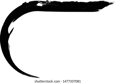Curved Brush Stroke . Vector Logo Design Template . Twirl Grunge Shapes . Trace of mascara.