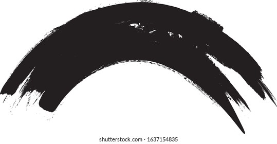 Curved Brush Stroke . Vector Logo Design Template . Twirl Grunge Shapes . Trace of mascara.