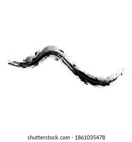 Curved Brush Stroke . Vector Logo Design Template . Twirl Grunge Shapes . Trace of mascara.