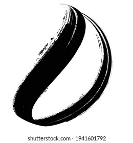 Curved Brush Stroke . Vector Logo Design Template . Twirl Grunge Shapes . Trace of mascara.
