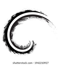 Curved Brush Stroke . Vector Logo Design Template . Twirl Grunge Shapes . Trace of mascara.