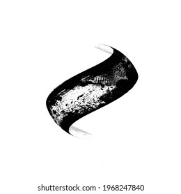 Curved Brush Stroke . Vector Logo Design Template . Twirl Grunge Shapes . Trace of mascara.
