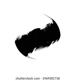 Kurzer Pinselstrich. Vectorlogo-Design-Vorlage . Twirl Grunge Formen. Spuren von Mascara.