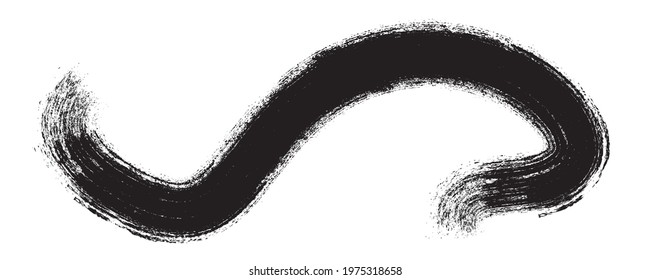 Curved Brush Stroke . Vector Logo Design Template . Twirl Grunge Shapes . Trace of mascara.