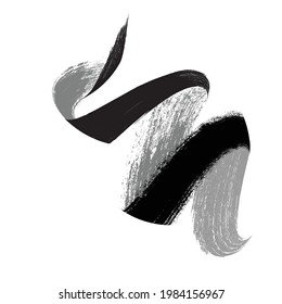 Kurzer Pinselstrich. Vectorlogo-Design-Vorlage . Twirl Grunge Formen. Spuren von Mascara.