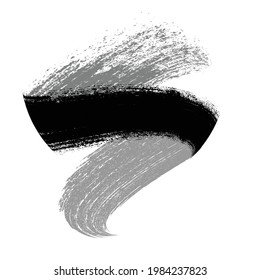 Curved Brush Stroke . Vector Logo Design Template . Twirl Grunge Shapes . Trace of mascara.