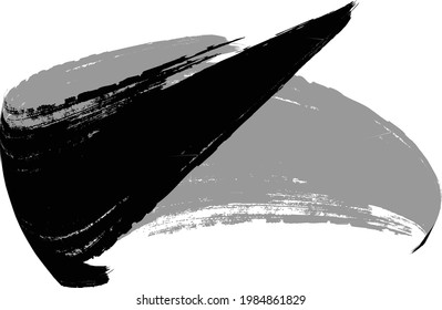 Kurzer Pinselstrich. Vectorlogo-Design-Vorlage . Twirl Grunge Formen. Spuren von Mascara.