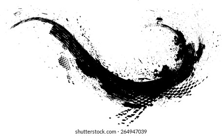 Curved Brush Stroke . Vector Logo Design Template . Twirl Grunge Shapes .