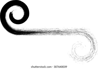 Curved Brush Stroke . Vector Logo Design Template . Swirl Grunge Shapes .