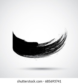 Curved Brush Stroke . Vector Logo Design Template . Twirl Grunge Shapes 