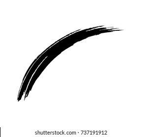 Curved Brush Stroke . Vector Logo Design Template . Twirl Grunge Shapes . Trace of mascara.