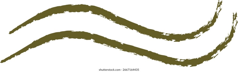 Curved brushstroke lines create a dynamic wave pattern in a textured style. The abstract design features flowing forms with a rough finish. Cartoon vector illustration.