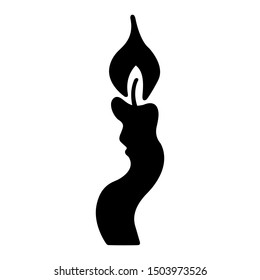 Curved burning candle on a white background. flat icon for web sites. Vector 