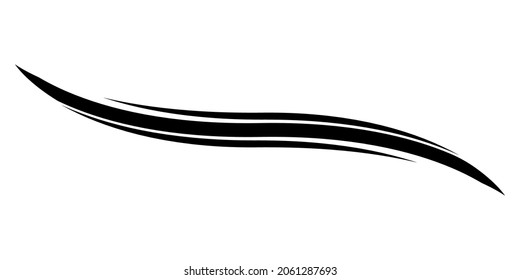 Curved calligraphic line, ribbon as calligraphy travel element, gracefully curved line