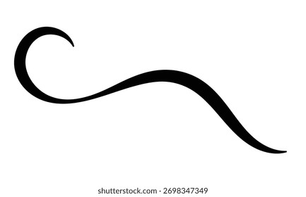 Curved calligraphic line strip, vector, ribbon like road element of calligraphy gracefully curved line .Vector illustration EPS 10 .