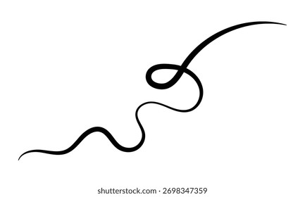 Curved calligraphic line strip, vector, ribbon like road element of calligraphy gracefully curved line .Vector illustration EPS 10 .