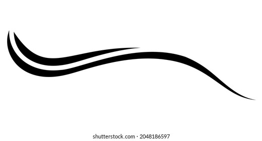 Curved calligraphy line sea wave calligraphy vector element, elegantly curved ribbon strip