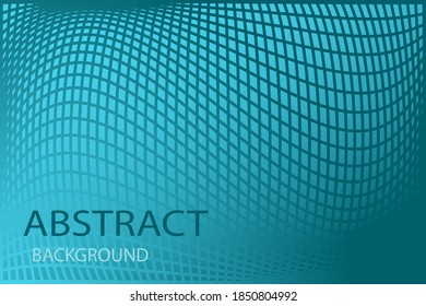 Curved cell abstraction, visually swollen surface. Turquoise blue checkered background with gradient applied.