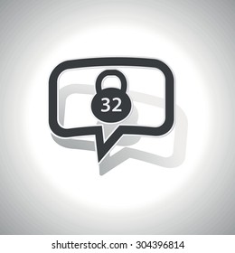 Curved chat bubble with 32 kg dumbbell and shadow, on white