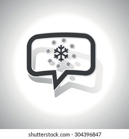 Curved chat bubble with big and small snowflakes and shadow, on white