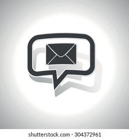 Curved chat bubble with envelope and shadow, on white