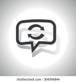 Curved chat bubble with exchange symbol and shadow, on white