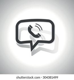 Curved chat bubble with ringing phone receiver and shadow, on white