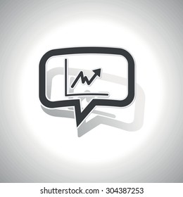 Curved chat bubble with rising graphic and shadow, on white