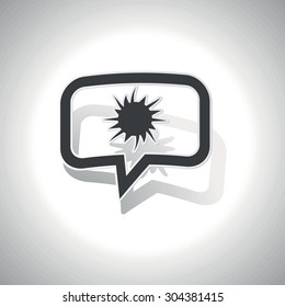 Curved chat bubble with starburst and shadow, on white