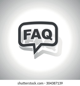 Curved chat bubble with text FAQ and shadow, on white