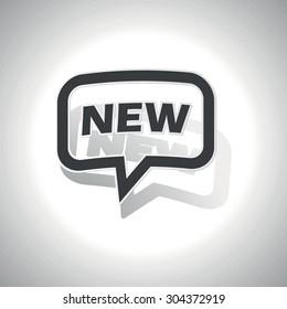 Curved chat bubble with text NEW and shadow, on white
