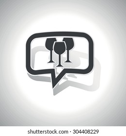 Curved chat bubble with three wine glasses and shadow, on white