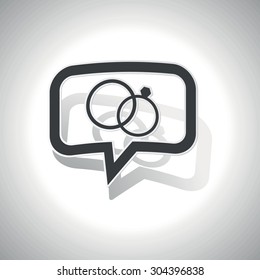 Curved chat bubble with wedding rings and shadow, on white