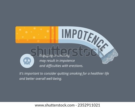 a curved cigarette. Impotence concept. Isolated Vector Illustration