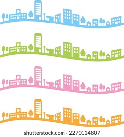 Curved city line material set, vector illustration