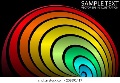 Curved color background rainbow template - Vector abstract colorful rainbow background illustration